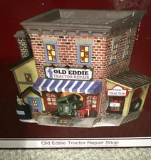 Enchanted Forest Old Eddie Tractor Repair Shop Hand Painted With Box 2014