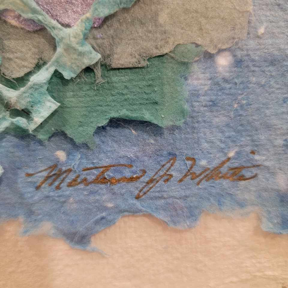 Arte Multimedia Blanco Martina J Original Firmado Medios Mixtos Enmarcado 18 X 20 Foto 4 de 4