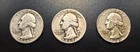 LOT OF 3 SILVER WASHINGTON QUARTERS - 1936, 1939 and 1953