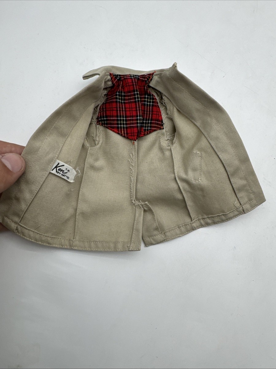 Vintage Mattel Ken's Trench Coat 1961 #788 Rally Day Khaki Plaid