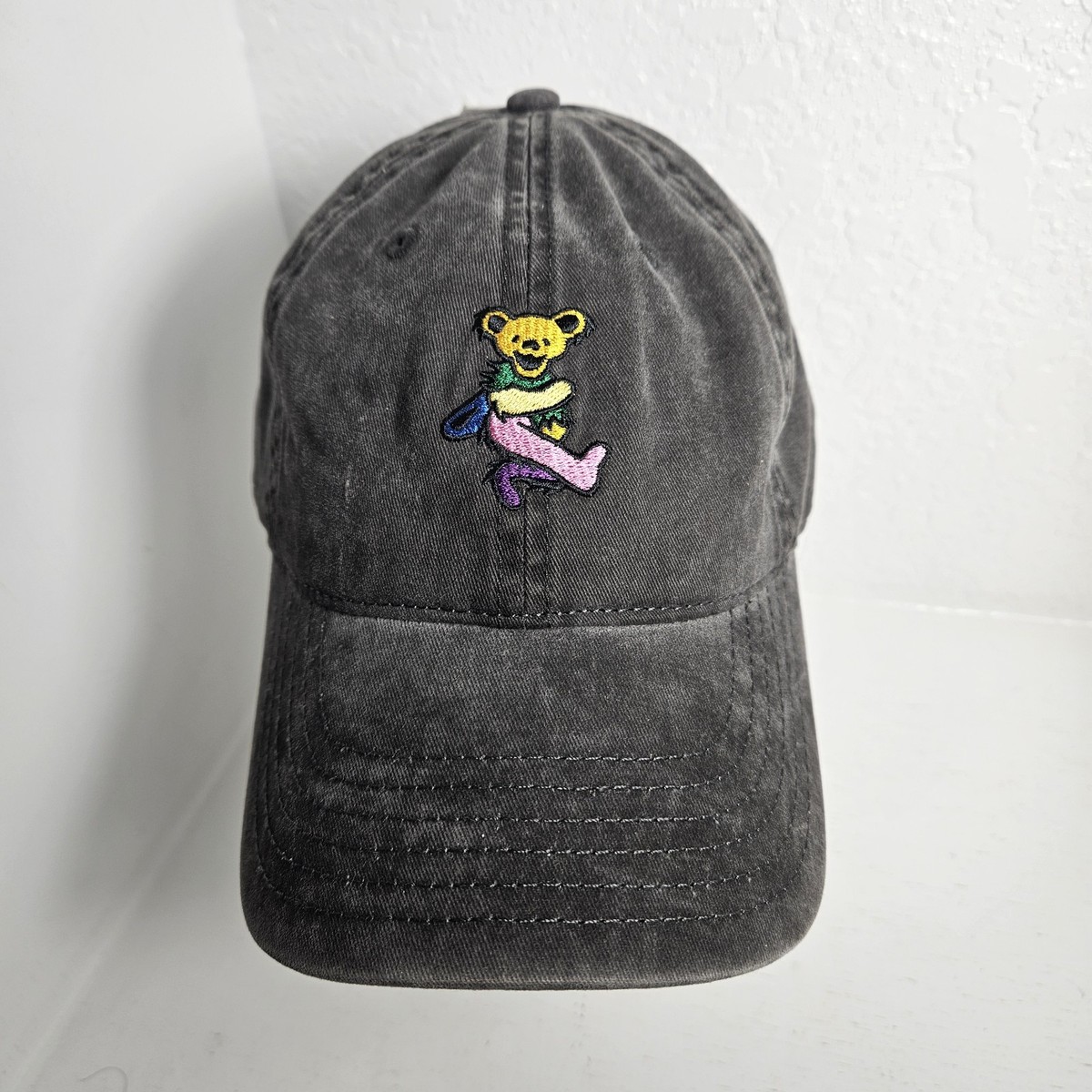 Grateful Dead Dancing Bear Grey Gray Baseball Hat Slide Back 