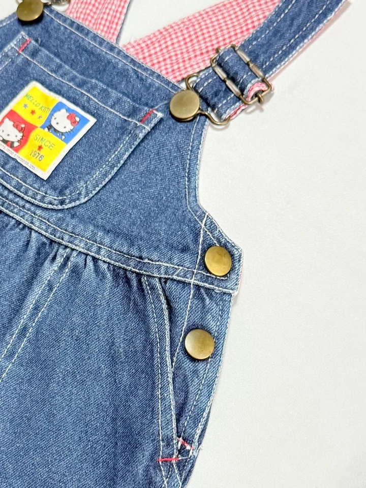 Sanrio Hello Kitty Denim Overalls 12-18m Girls Baby Clothes Retro Japan - Image 4 of 4