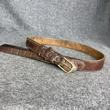 VTG Ranger Leather Belt Brass Buckle Size 34 Thin 1” Brown Classic MADE IN USA