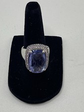 Gorgeous Sterling Silver Ring With Purple Lavender Main Stone Size 7 E