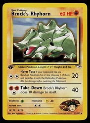 Brock's Rhyhorn 022/132 Gym Heroes 1st Edition Rare
