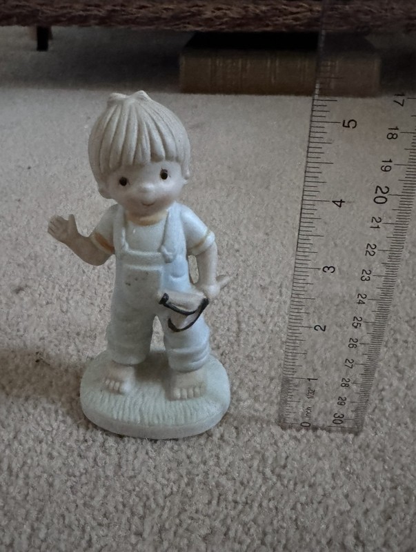 UCGC Vintage Ceramic Figurine Boy w/slingshot in Overalls Late 20th Century