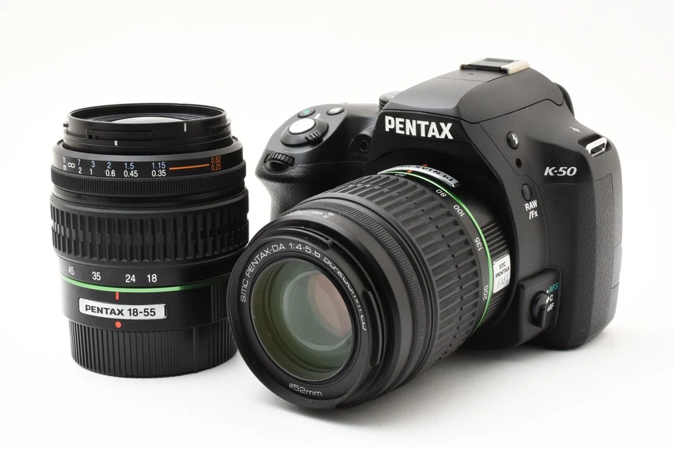 PENTAX K-50 16.3MP Digital SLR Kamera Schwarz Körper Zwei Objektiv Set Japan - Bild 2 von 4