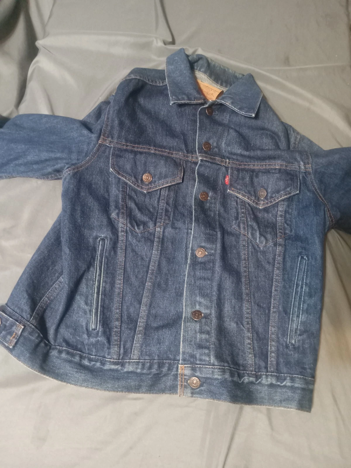 Vintage 80s Levis Jean Trucker Jacket 70506 0216 Blue Denim Mens 42
