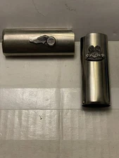 Vintage Harley Davidson Bic Lighter Cover Sleeve Silver Tone Lot Of 2