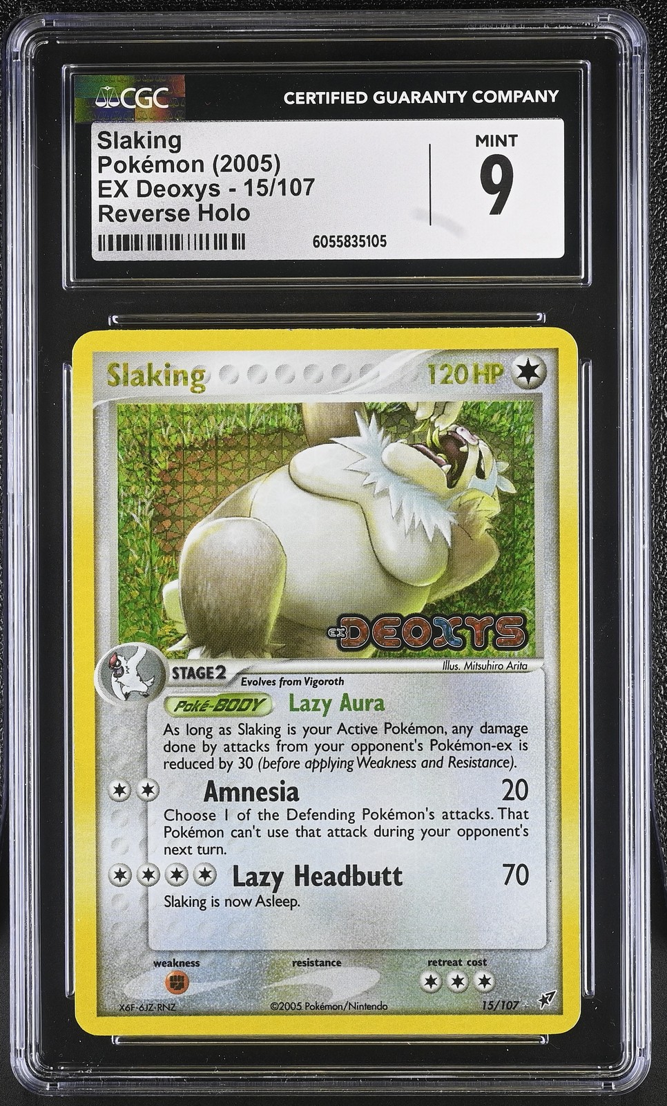 CGC 9 MINT Slaking 2005 EX Deoxys 15/107 Reverse Holo STAMPED Pokemon Card psa