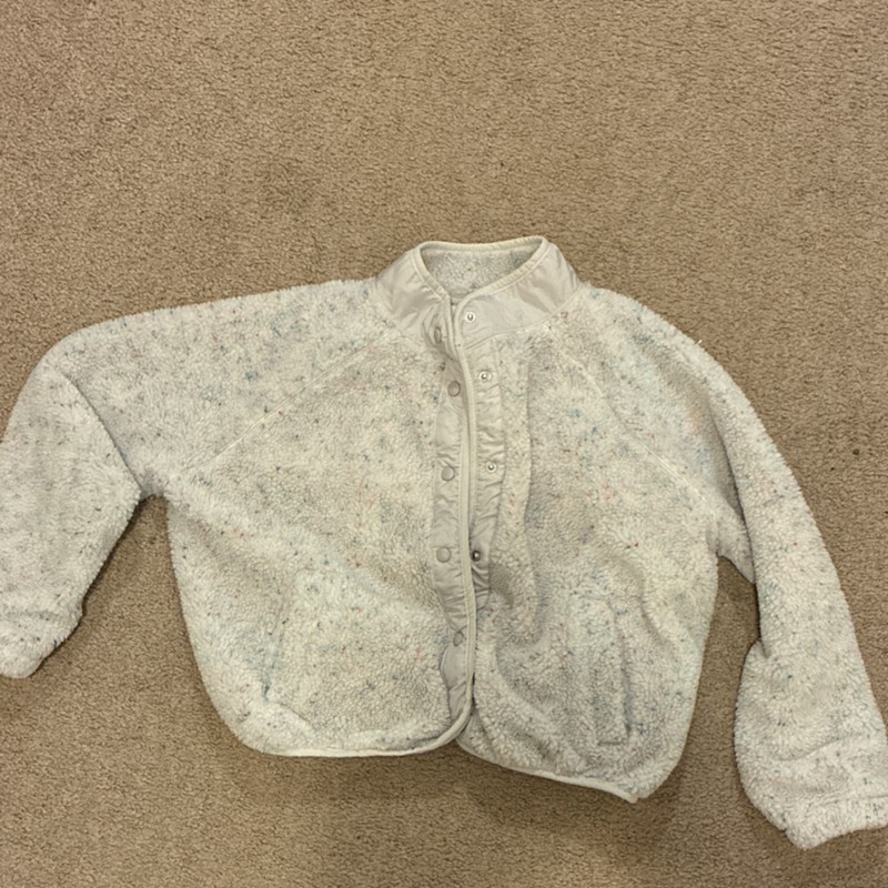 Gap Teen Girls Fleece Snap Jacket Speckled Multicolor Button Accents Size 12