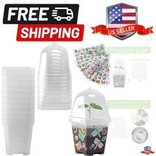 10 Pcs Clear Plant Nursery Pots with Humidity Dome-3" Reusable Plastic Garden...
