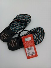 Havaianas Girls Slim Flip Flop Sandals, Zig Zag Black