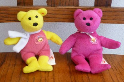 McDonald's Juguete Lote de 2 ty OSO 25 Años Felicidad Fucsia Rosa, Amarillo y Rosa