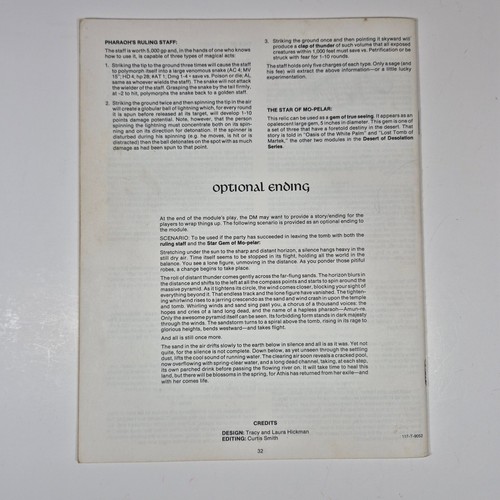 Módulo avanzado de colección D&D PHAROAH I3 9052 Dungeons & Dragons Hickman TSR - Imagen 8 de 15