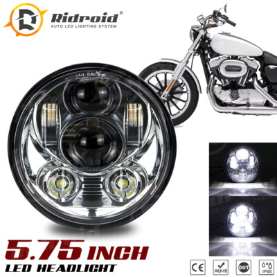 Chrome Round 80W 5-3/4'' 5.75'' inch LED Projector Headlight for Motorcycle Motor