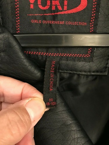 New York Yoki Unisex Youth Kids Childrens Faux Leather Bomber Jacket Size 8-10 M - Picture 10 of 10