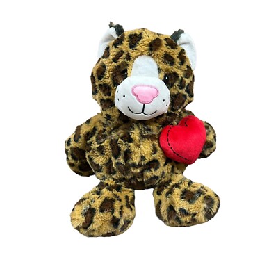 Leopard Plush Cheetah Stuffed Animal Round Floppy Heart Valentines Gift READ