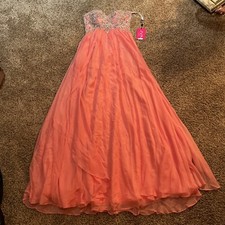 JVN JOVANI ~Fuchsia Pink Embellished Sweetheart Strapless Formal Gown 2 NEW $398