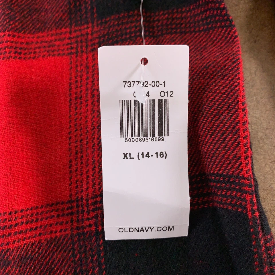 Camisa Old Navy Girl XL (14-16) Roja Negra A Cuadros Acogedora Manga Larga Botón Delantero Nueva con Etiquetas Foto 2 de 4