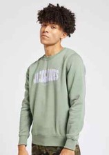 JACK  JONES Men Sherpa Lined L Graphic Sweatshirt Spell Out Casual Streetwear