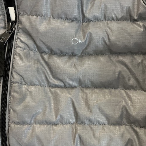 $225 Calvin Klein Men's Gray Quilted Hooded Down Packable Coat Jacket Size L - Picture 2 of 6