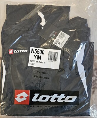 Lotto Italian Sport Design Black Athletic Track Jacket Size Youth