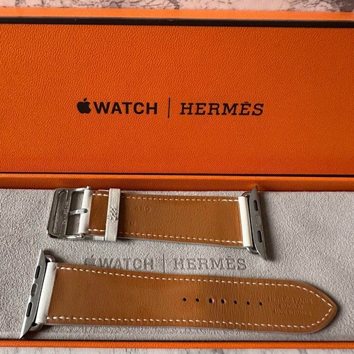 HERMES Apple Watch 45/44/42mm White Leather Band Single Tour Used with Box - 第 5/20 張圖片