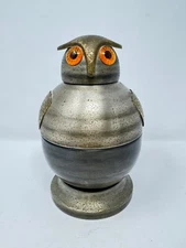 Vintage Schmid Bros Music Box - Metal Owl - Made In Japan