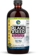 Amazing Herbs Premium Black Seed Oil - Cold Pressed Nigella Sativa Aids in Diges