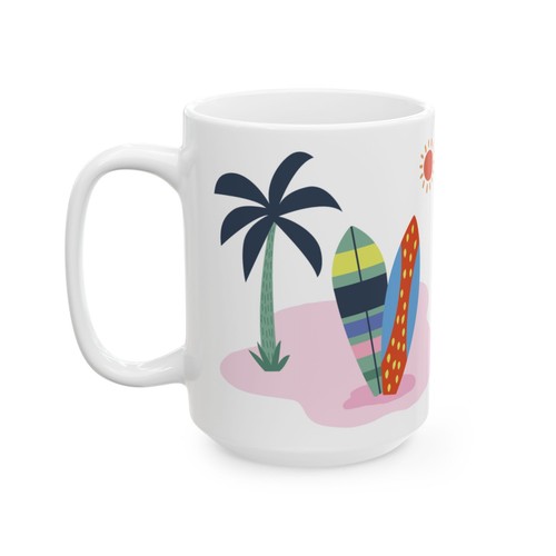Fun Beach Style Coffee Mug, Ceramic Coffee Cup, 11oz or 15oz Size, Perfect Gift - Picture 12 of 12