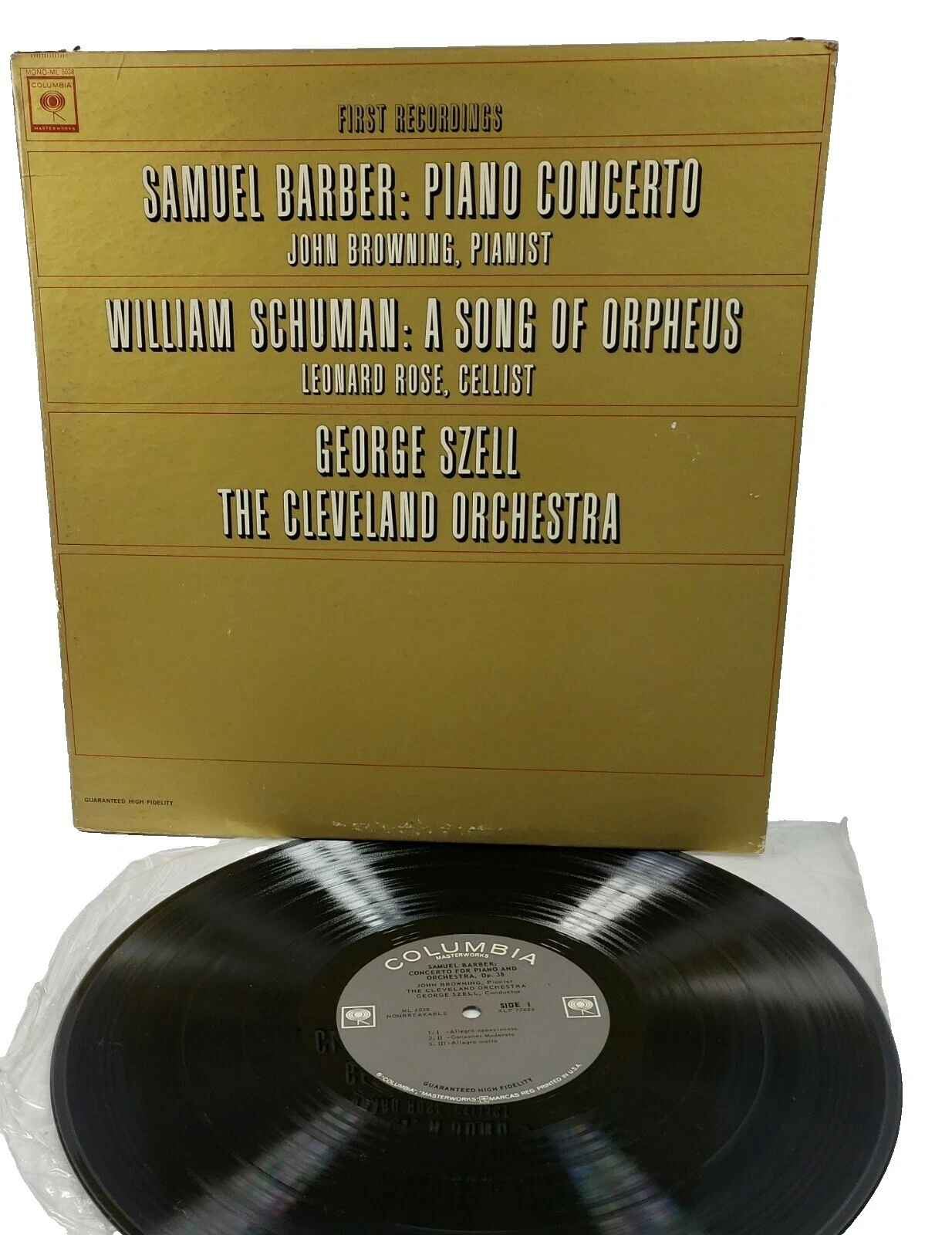 Very Good Plus (VG +) Sleeve Grading Concerto Mono Classical Vinyl Records