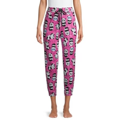 Panda Life NEW Woman's Briefly Stated Printed Sleep Jogger size M~Pink/black