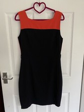 Ladies Apricot Sleeveless Dress Navy/Red Medium
