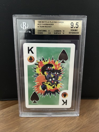 1999 BICYCLE PLAYING CARDS#KS CHARMANDER & TEAM ROCKET MEOWTH POKÉMON BGS 9.5