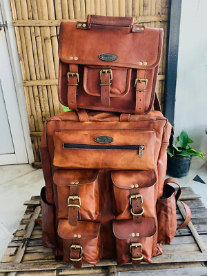 Real Leather Backpack Bag Men Laptop Vintage Satchel Genuine