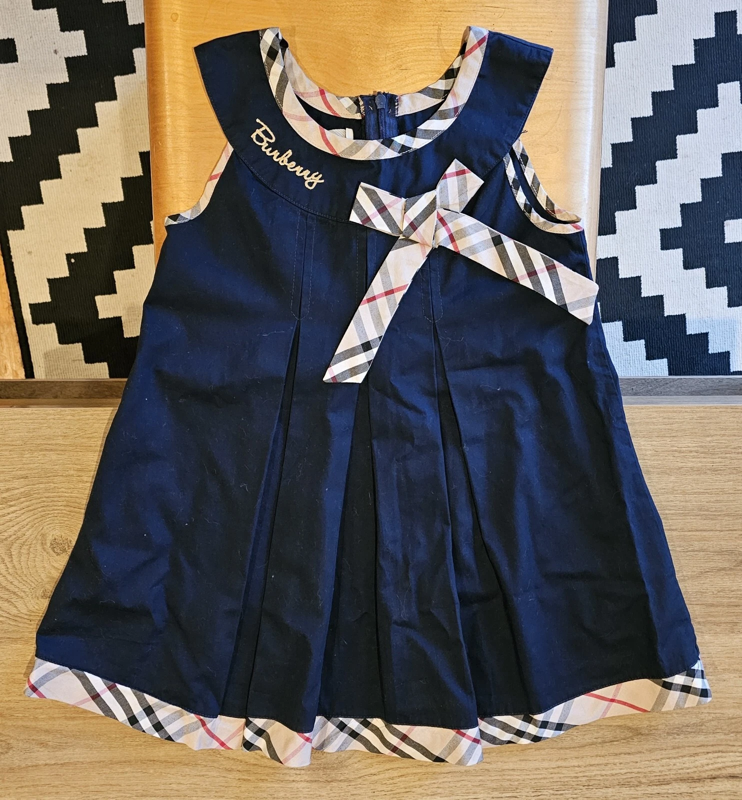Abito Burberry Ragazze Tunica Navy Line 10 anni 140 cm Bambini Smock Check Senza Maniche