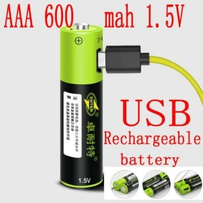 1.5V AAA batterie Rechargeable 600mAh câble USB charge rapide batterie li-ion