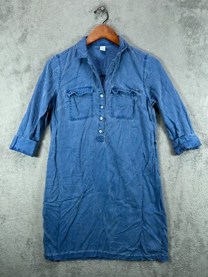 denim embroidered shirt dress The Daybreak Medium Wash / XS It has single point Neckline_Sweetheart Ci Sono Denim Collection Size:Father 3XL