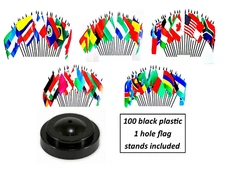 Party Table Flag Centerpieces, 100  4x6 Polyester World Flags With 100 Stands