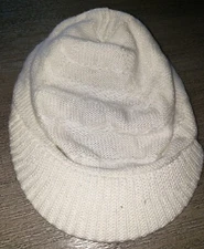 women's cream color MIXIT BRAND KNIT HAT hard visor front ONE SIZE FITS MOST 