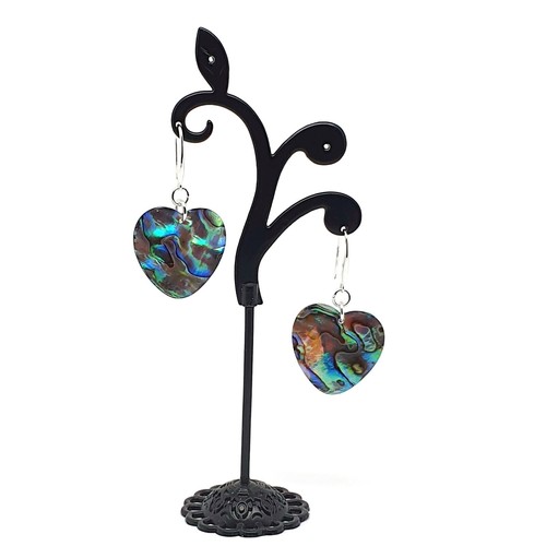 Paua Earrings Rainbow Abalone Natural Shell Dangle Drop Sterling Silver Hooks - Picture 15 of 84