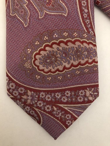 Saks Fifth Avenue Paisley Purple Tie Men’s Silk Blend 3 x 58 in Retro Vintage - Picture 5 of 5