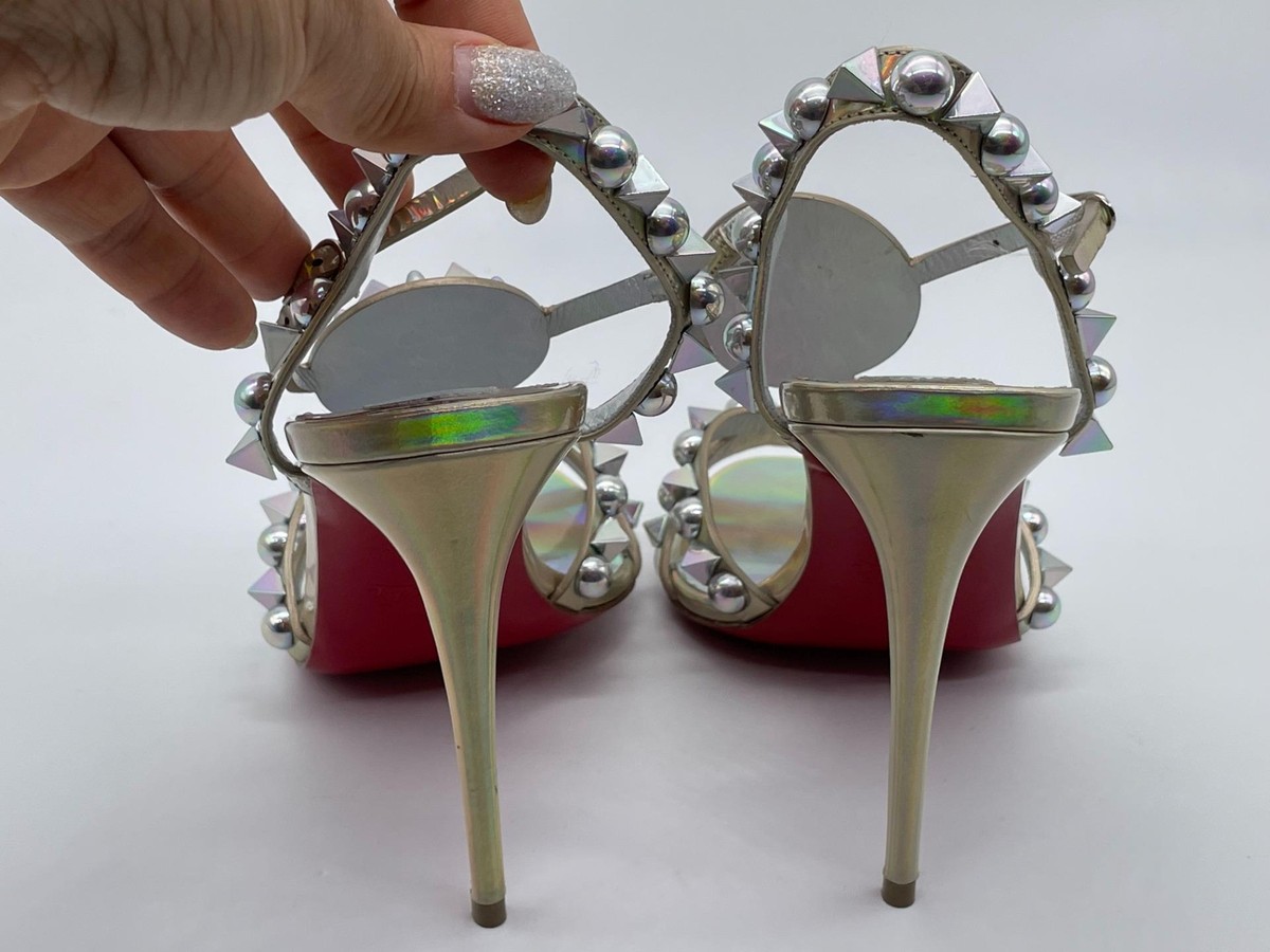 Christian Louboutin GOLDORA 100 Spike Studded Iridescent Heel