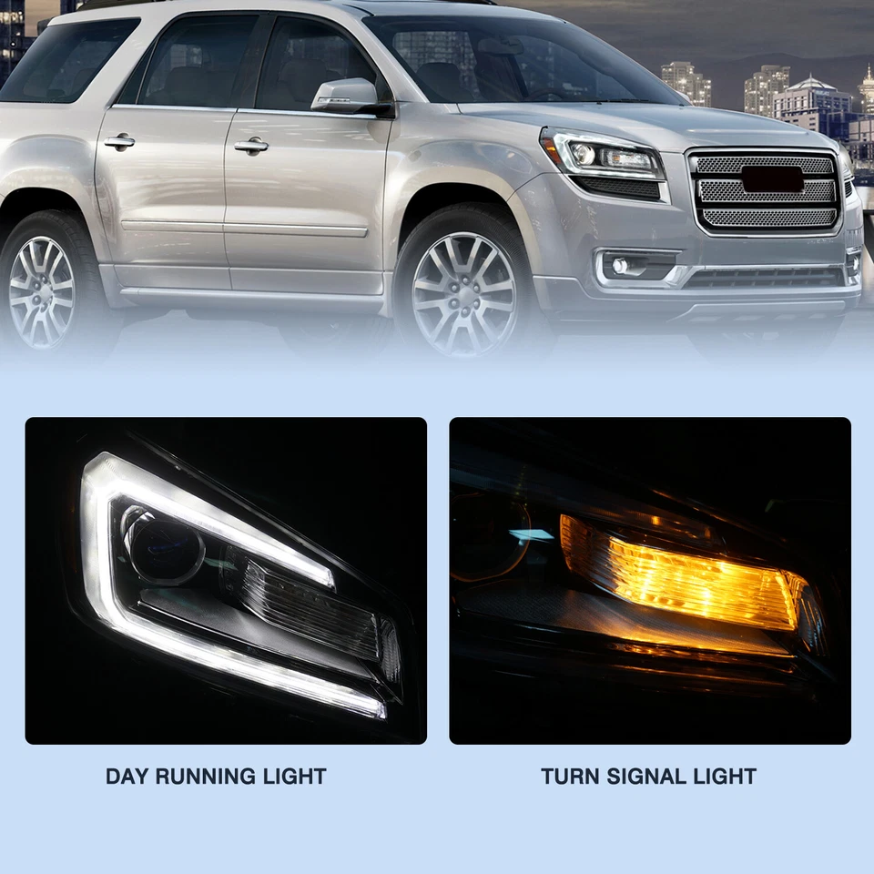 For 2013-2016 GMC Acadia Halogen Projector 2Pcs Headlights Headlamps Assembly - Image 2 of 4