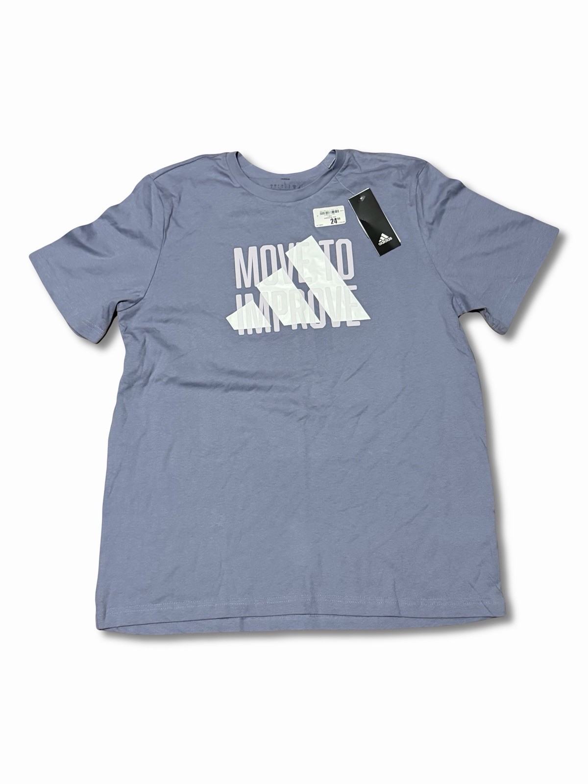 Adidas Men's Move to Improve Graphic T-Shirt Purple Blue Pink White - Size Large thumbnail 2