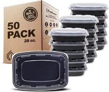 Meal Prep Containers [50 Pack] 1 Compartment with Lids, Food Storage Containers,