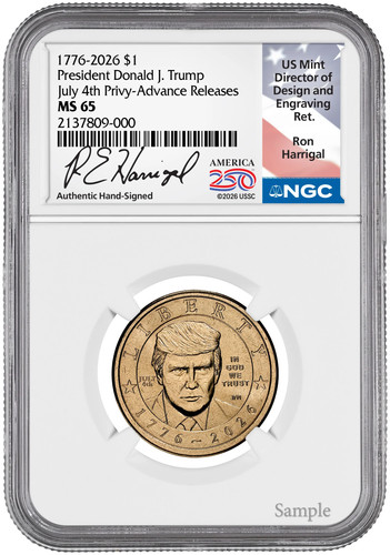 2026 President Donald J. Trump Semiquincentennial Dollar July 4th Privy AR NGC…