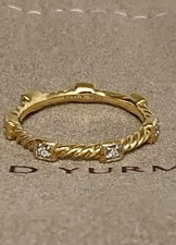 David Yurman Diamond 18k Yellow Gold Cable Stack Ring 5.5 1250 Mint/New