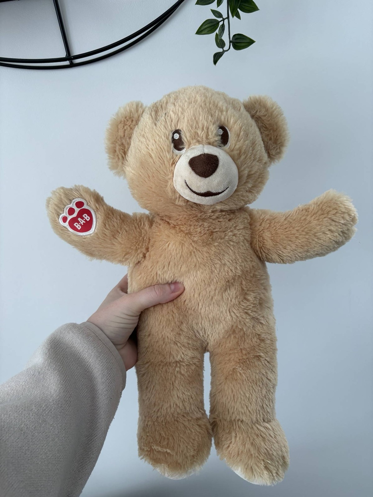 Build-A-Bear Lil’ Cub Tan Teddy Bear Soft Plush Toy Red Paw Logo 16”